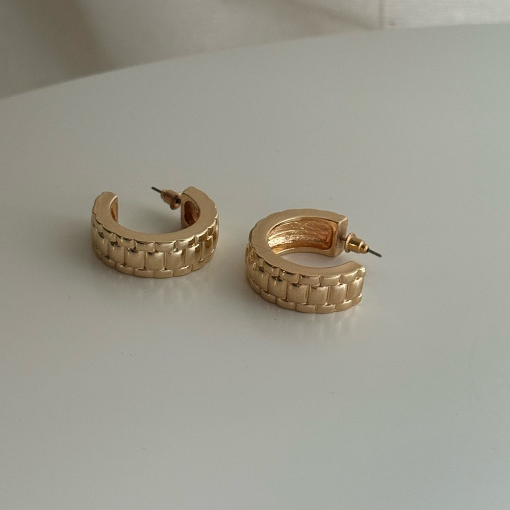 Princess Polly Gold Chain Textured Emiko Chunky Hoop Earrings